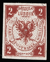 1872 2s Lubeck, German States, Germany (Mi 2ND, Reprint, CV $360)