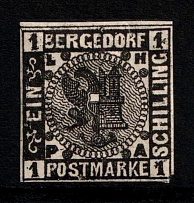 1861-67 1s Bergedorf, German States, Germany (Mi. 1 b, Sc. 2, Signed, CV $70)