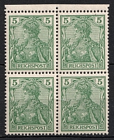 1900 5pf German Empire, Germany, Block of Four (Mi. 55, CV $50, MNH)