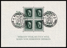 1937 Third Reich, Germany, Souvenir Sheet (Mi. Bl. 11, Canceled, CV $80)