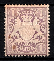 1875 1m Bavaria, German States, Germany (Mi. 31, Sc. 32, Signed, CV $330)