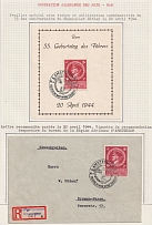 1944 German Occupation of the Netherlands, Registered Airmail Cover with Special Cancellation Commemorating the 55 Anniversary of Hitler franked with Mi. 887