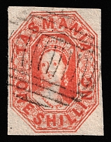 1858 1S Tasmania, Australia (SG 41, Canceled, CV $120)