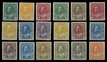 Canada - King George V ''Admiral'' issue - 1911-25, 1c-$1, complete set of 18, strong colors and nice centering, full OG, NH, VF, C.v. $2,965, Unitrade C.v. CAD$5,445, Scott #104-22…