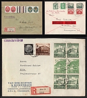 1929-41 Weimar Republic, Third Reich, Germany, Registered Covers from Cologne and Erfurt franked Se-tenants Zusammendrucke
