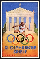 1936 Olympiad 'Olympic Games in Berlin', Propaganda Postcard, Third Reich Nazi Germany