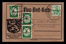 1912 (23 Jun) German Empire, First German Airmail on the Rhine and Main, Postcard from Darmstadt (Mi. III, Special Cancellations, CV $1,560, Rare)