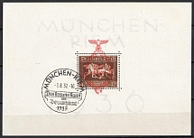 1937 Third Reich, Germany, Souvenir Sheet (Mi. Bl. 10, Special Commemorative Cancellation MUNICH-RIEM, CV $170)