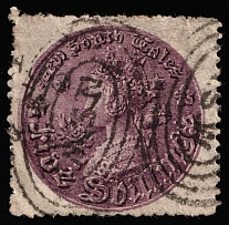 1860-72 5S New South Wales, Australia (SG 175, WM INVERTED, Canceled, CV $100)