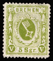 1867 5g Bremen, German States, Germany (Mi 15b, CV $120)