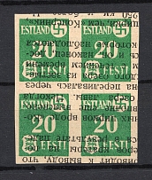 1941 20pf Occupation of Estonia (Probe, Proof, Printing on Book Page, Mi. 2PU, Block of Four, Signed, CV $780, MNH)