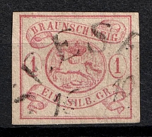 1852 1sgr Braunschweig, German States, Germany (Mi. 1, Certificate, Canceled, CV $500)