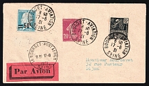 1931 France, Airmail cover, Le Bourget - Dijon, franked by Mi. 186, 204, 257