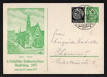 1937 '6th Silesian Postage Stamp Exhibition in Breslau', Propaganda Postcard, Third Reich Nazi Germany