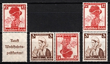 1935 Third Reich, Germany, Se-tenants, Zusammendrucke (Mi. S 235, S 241, K 26, CV $30)