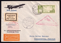 1932 (26 Aug) USSR Russia Airmail Polar postcard, First flight from Franz Josef Land to Braunschweig via Arkhangelsk, Berlin, paying 1R with red triangle Polar flight handstamps