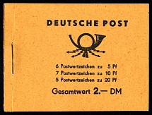 1955 Compete Booklet with stamps of German Democratic Republic, Germany, Excellent Condition (Mi. MH 1a 1.1, 6 x Mi. 406, 7 x Mi. 453, 5 x Mi. 455, CV $160)