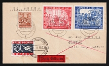 1948 (17 Nov) Augsburg - Hochfeld, Estonia, Lithuania, Baltic DP Camp, Displaced Persons Camp, Allied Zone of Occupation, Durch Eilboten Express Mail Cover franked with Wilhelm 1 A, Mi. 951 a, 965, 966 (Germany) (CV $100)