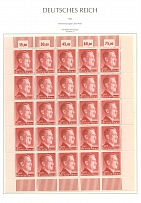 1944 3m Third Reich, Germany, Full Sheet (Mi. 801 B, Perf. 114, Corner Margins, CV $980, MNH)