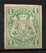 1867 1k Bavaria, German States, Germany (Mi. 14 b, Sc. 15, CV $310)