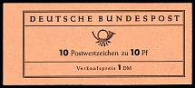 1960 Compete Booklet with stamps of German Federal Republic, Germany, Excellent Condition (Mi. MH 6 f a, 10 x Mi. 183, Control Sign 'L', CV $100)