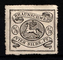 1864 1/3s Braunschweig, German States, Germany (Mi. 13 A, Sc. 13, CV $800)
