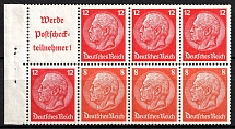 1939 Third Reich, Germany, Se-tenant, Zusammendrucke, Block (Mi. H-Bl. 97 B, CV $50, MNH)