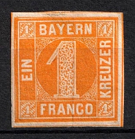 1862 1k Bavaria, German States, Germany (Mi. 8 I, Sc. 9, CV $200, MNH)