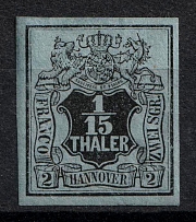 1851-55 1/15t Hannover, German States, Germany (Mi. 4, Sc. 5, Signed, CV $200)