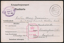 1942 (26 Nov) WWII German Prisoners of War POW Camp in Poland, Postcard to Birmingham (England) (Stalag VIII B)