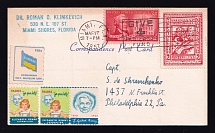 1957 (17 Mar.) Postcard from Florida to Philadelphia, franked Ukrainian Underground Post and United States Stamps