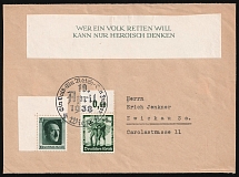 1938 (10 Apr) 'Anyone Who Wants to Save a People can Only Think Heroically', Third Reich, Germany, an Envelope with a Commemorative Letter, Cover from Vienna to Zwickau
