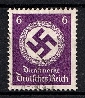 1942-44 6pf Third Reich, Germany, Official Stamp (Mi. 169 b, Blackish-Purple-Violet, Variety of Color, Canceled, CV $390)