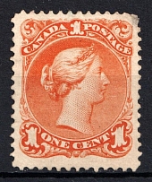 1868-90 1c Canada (SG 56b, CV $160)