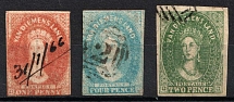 1857-58 Tasmania, Commonwealth of Australia (Mi. 9 - 11, Canceled, CV $60)