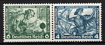 1933 Third Reich, Germany, Wagner, Se-tenant, Zusammendrucke, Pair (Mi. W 47, CV $30)