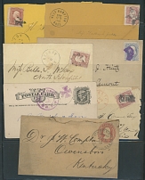United States - Collections and Large Lots - FANCY CANCELS ASSEMBLAGE: 1860-1900(c), over 100 items, including rare West Hampton, MA Union Star cancel (1868); Scranton, PA, Running Dog; Mohawk, NY, Indian Feathers, Silver Creek, …