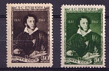 1947 100th Anniversary of the Death of Pushkin, Soviet Union USSR (Full Set, MNH)