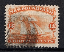 1865-94 13c Newfoundland, Canada (Sc. 30, Canceled, CV $120)