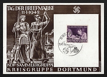 1942 'National Postage Stamp Day', Propaganda Postcard, Third Reich Nazi Germany