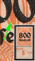 1923 800Tsd M on 30pf Weimar Republic, Germany, Official Stamp (Mi. 90 II, '0' in '30' not hatched inside, Margin, CV $130)