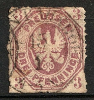 1865 3pf Prussia, Germany (Mi. 19, Canceled, CV $70)