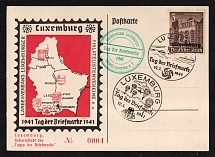 1941 'Luxembourg. Birthplace of Stamp Day', Propaganda Postcard, Third Reich Nazi Germany