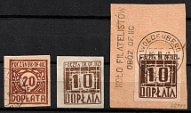 1942-43 Woldenberg, Poland, POCZTA OB.OF.IIC, WWII Camp Post, Postage Due (Fi. D2ax2, D2bx2, D4bx3, Signed)