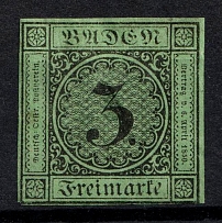 1853 3k Baden, German States, Germany (Mi. 6, Sc. 7, CV $500)