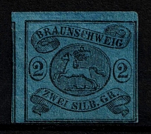 1853 2s Braunschweig, German States, Germany (Mi. 7, Sc. 9, CV $330)