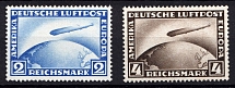 1928 Airmail, Zeppelins, Weimar Republic, Germany (Mi. 423 - 424, Full Set, CV $120)