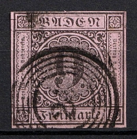 1851 9kr Baden, German States, Germany (Mi. 4 b, Canceled, CV $50)