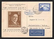 1928 (10 Oct) Germany, Graf Zeppelin airship airmail postcard from Friedrichshafen to Philadelphia (United States) via New York, 1st flight to North America 'Friedrichshafen - Lakehurst' (Sieger 21 B, CV $120)