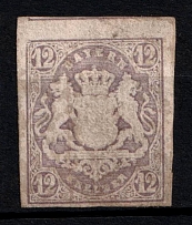 1867 12k Bavaria, German States, Germany (Mi. 18, Sc. 21, CV $600)